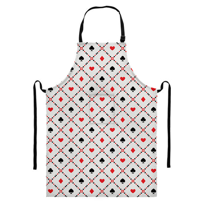 Poker Playing Card Suits Pattern Print Bib Apron With Pocket