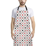 Poker Playing Card Suits Pattern Print Bib Apron With Pocket