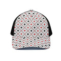 Poker Playing Card Suits Pattern Print Black Mesh Trucker Hat