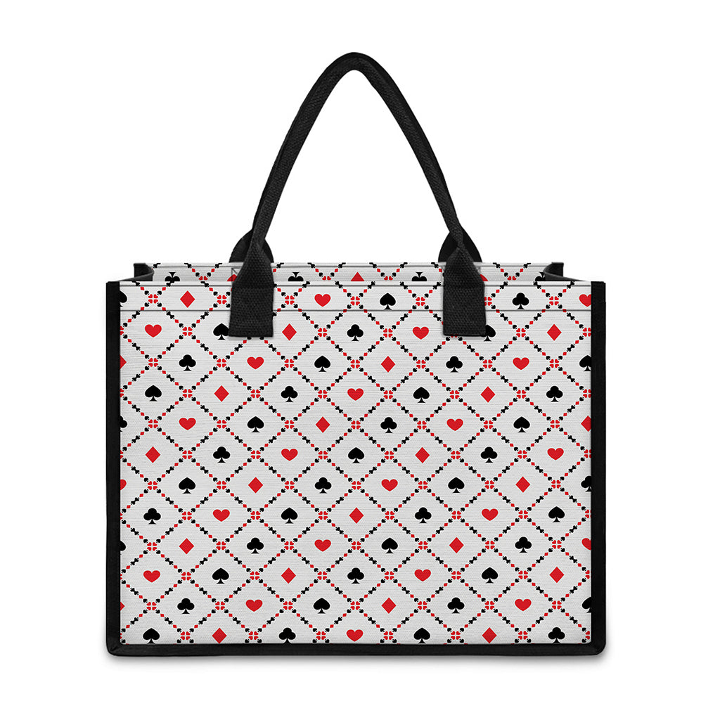 Poker Playing Card Suits Pattern Print Canvas Tote Bag