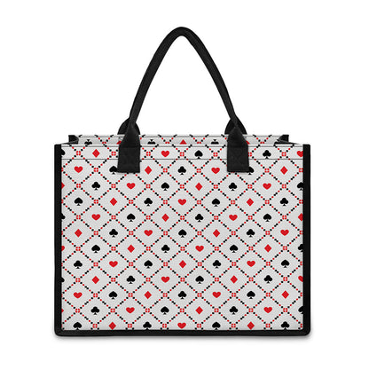 Poker Playing Card Suits Pattern Print Canvas Tote Bag