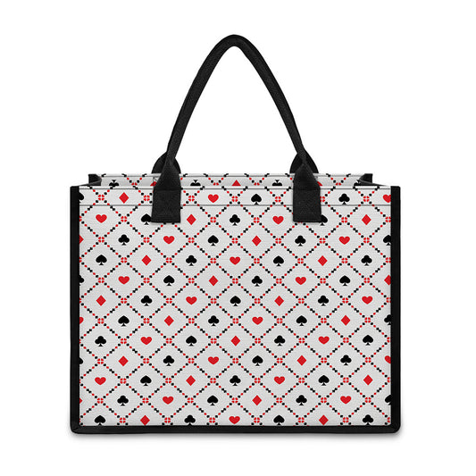 Poker Playing Card Suits Pattern Print Canvas Tote Bag