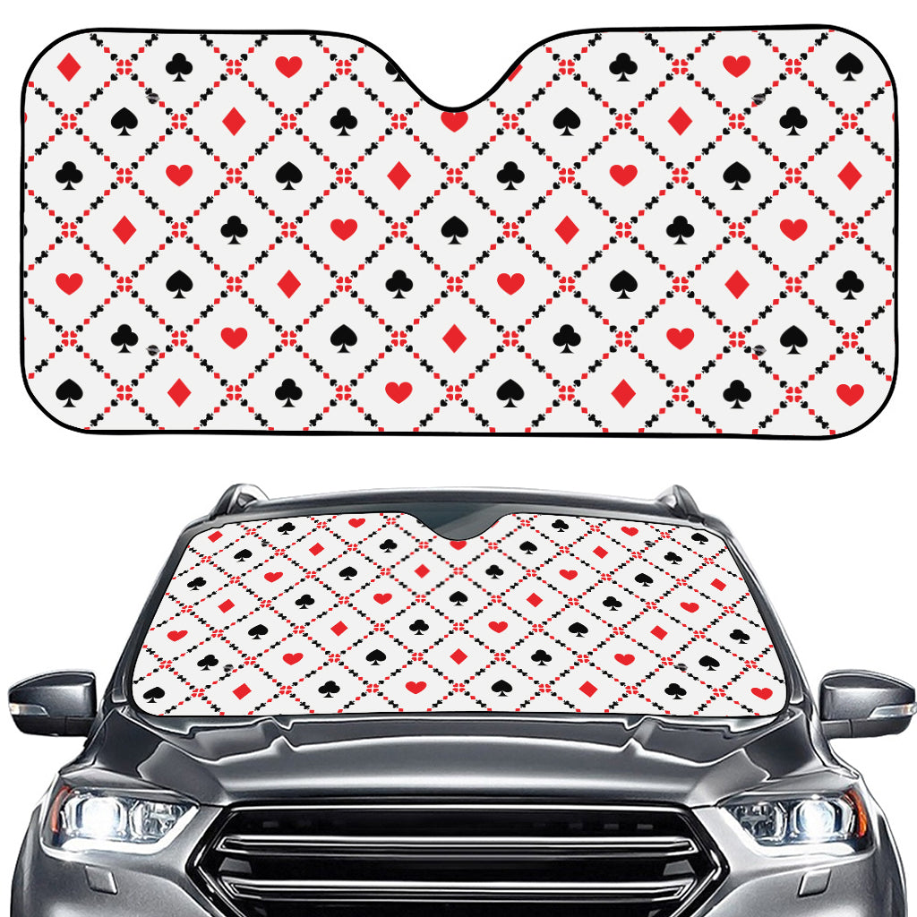 Poker Playing Card Suits Pattern Print Car Windshield Sun Shade