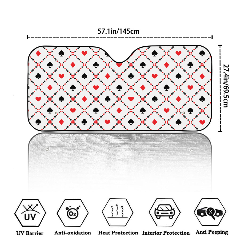 Poker Playing Card Suits Pattern Print Car Windshield Sun Shade