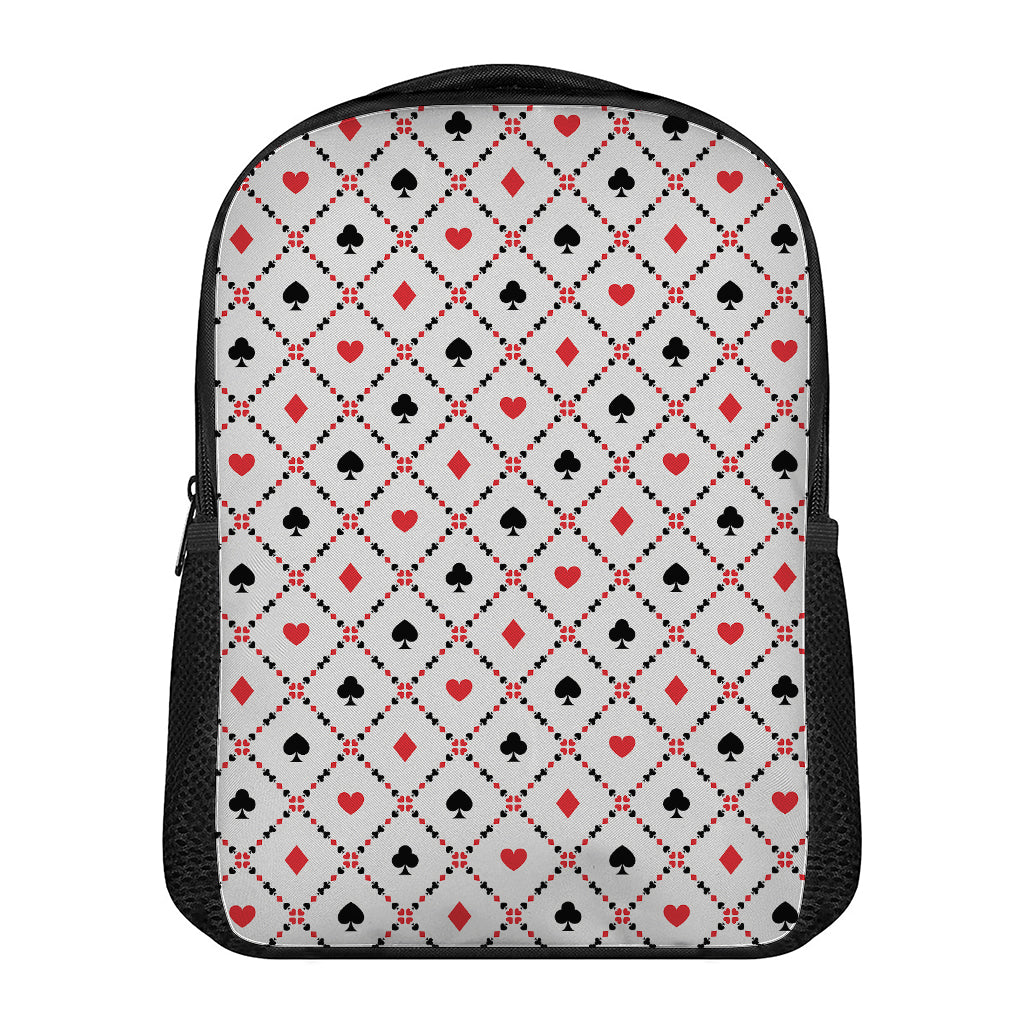 Poker Playing Card Suits Pattern Print Casual Backpack