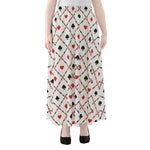 Poker Playing Card Suits Pattern Print Chiffon Maxi Skirt