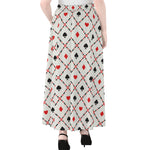 Poker Playing Card Suits Pattern Print Chiffon Maxi Skirt