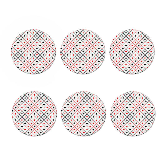Poker Playing Card Suits Pattern Print Coaster Set