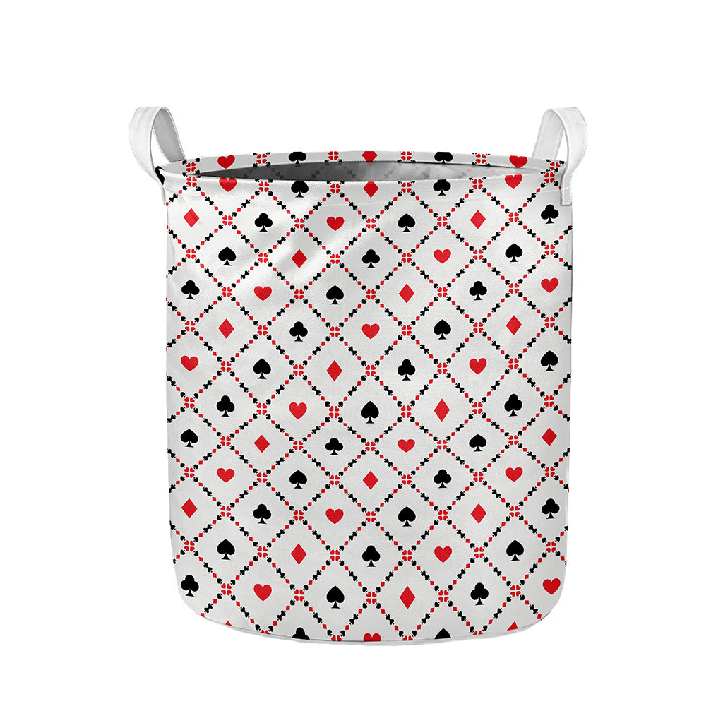Poker Playing Card Suits Pattern Print Collapsible Laundry Basket