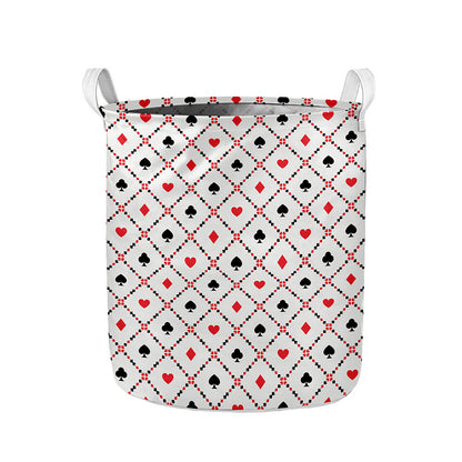 Poker Playing Card Suits Pattern Print Collapsible Laundry Basket