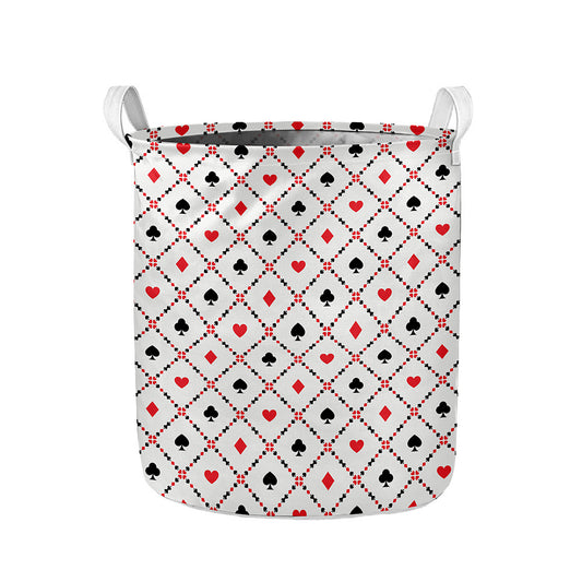 Poker Playing Card Suits Pattern Print Collapsible Laundry Basket