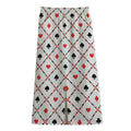 Poker Playing Card Suits Pattern Print Cotton Front Slit Maxi Skirt