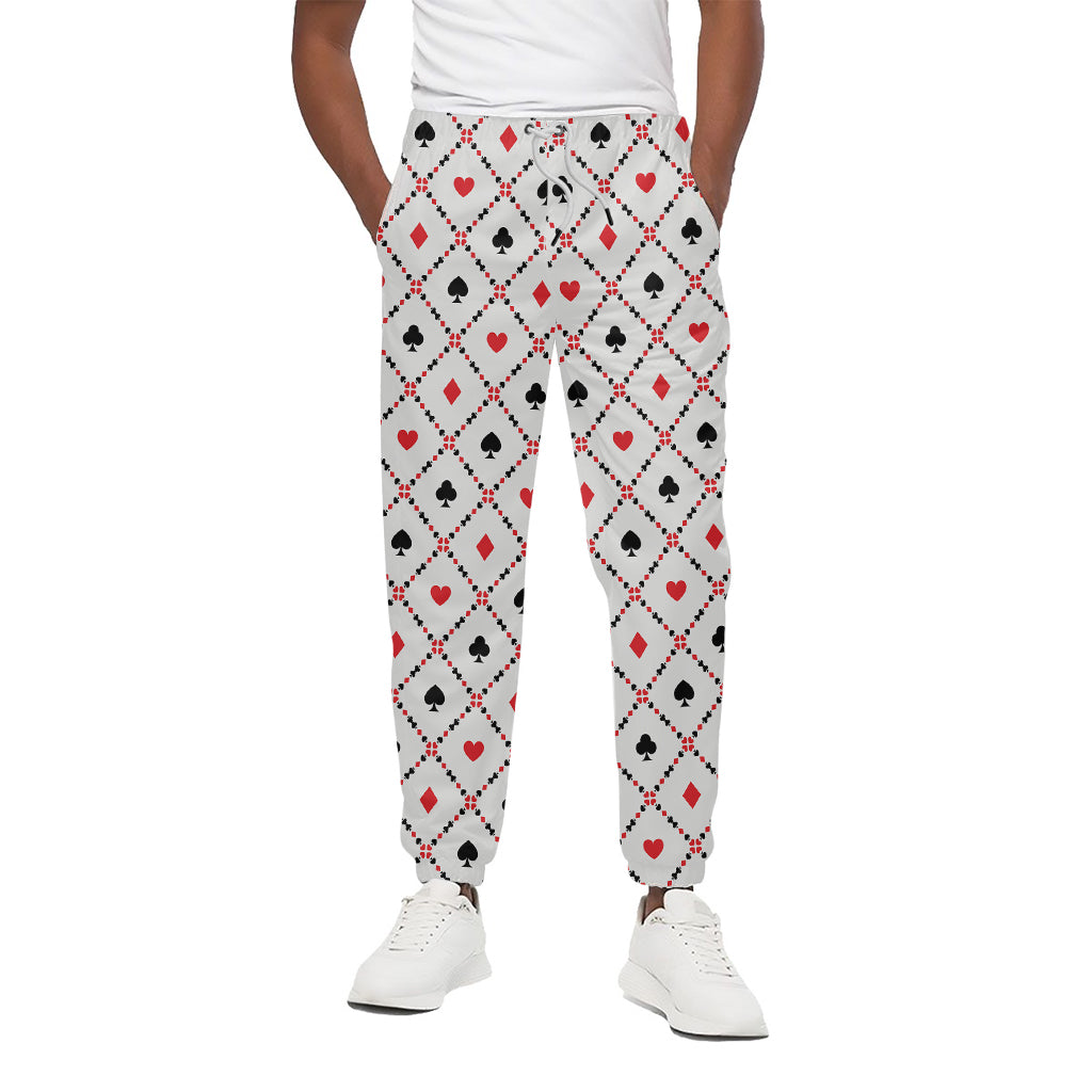 Poker Playing Card Suits Pattern Print Cotton Pants