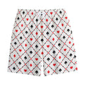 Poker Playing Card Suits Pattern Print Cotton Shorts