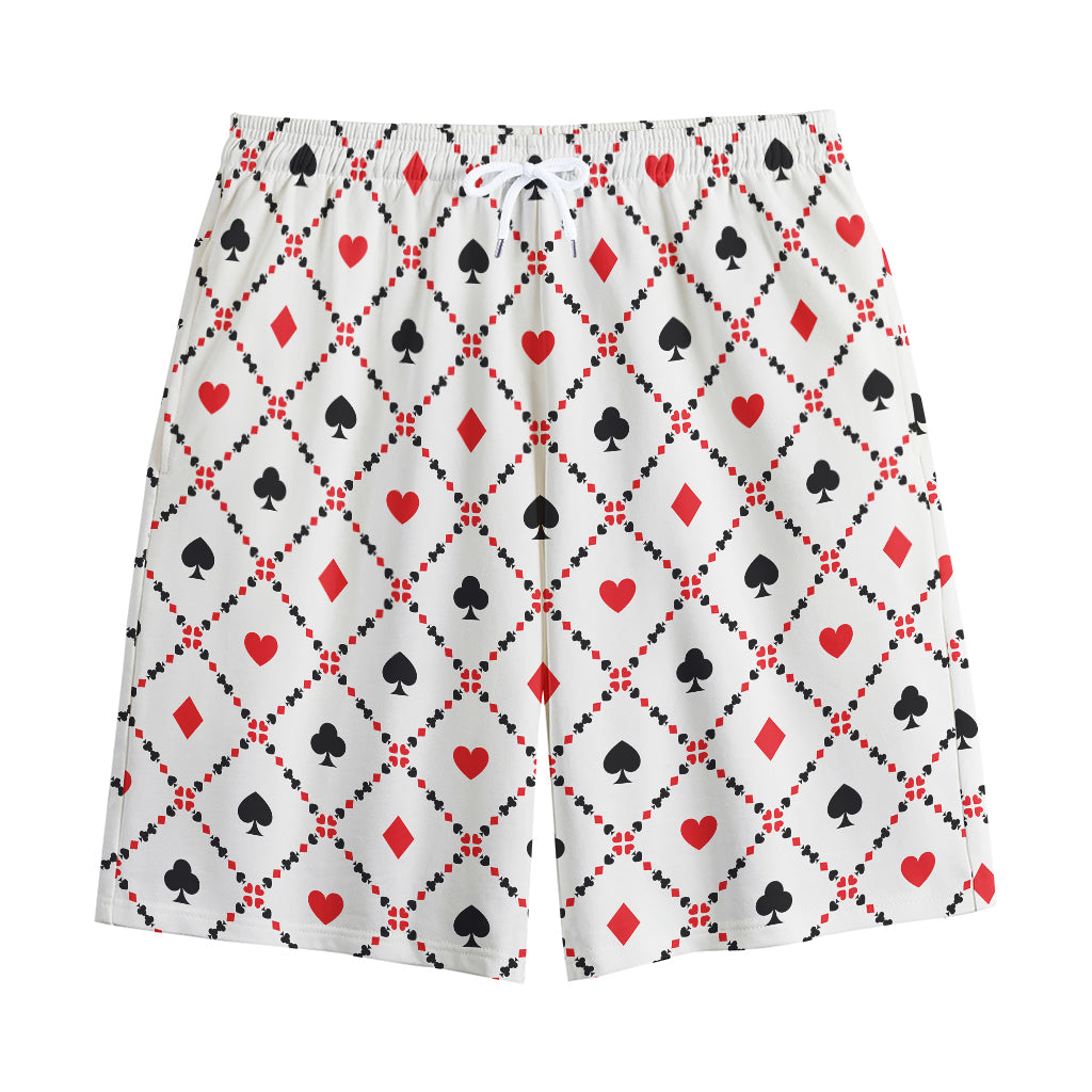 Poker Playing Card Suits Pattern Print Cotton Shorts
