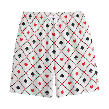 Poker Playing Card Suits Pattern Print Cotton Shorts