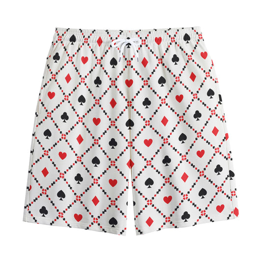 Poker Playing Card Suits Pattern Print Cotton Shorts