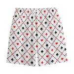 Poker Playing Card Suits Pattern Print Cotton Shorts
