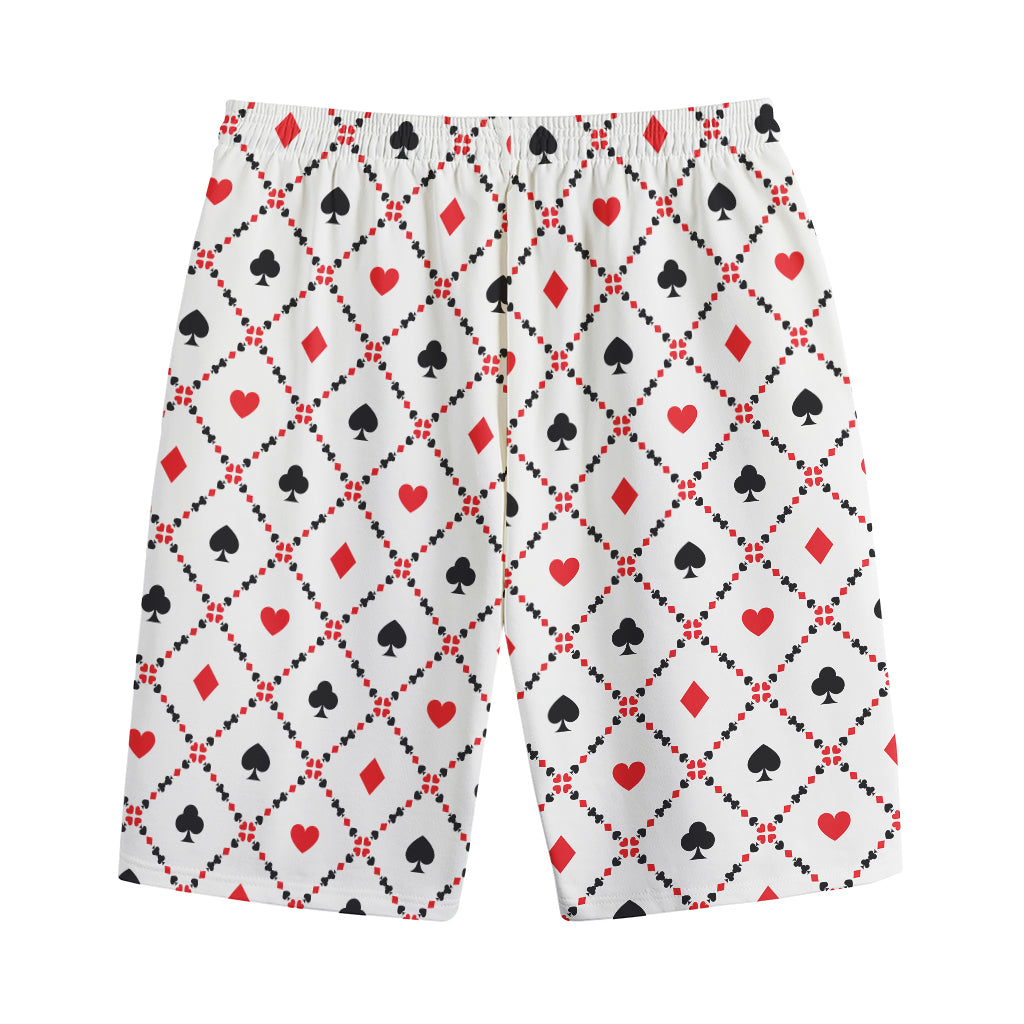 Poker Playing Card Suits Pattern Print Cotton Shorts