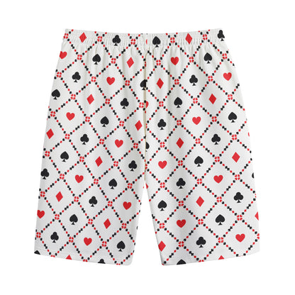 Poker Playing Card Suits Pattern Print Cotton Shorts