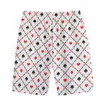 Poker Playing Card Suits Pattern Print Cotton Shorts