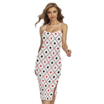 Poker Playing Card Suits Pattern Print Cross Back Cami Dress