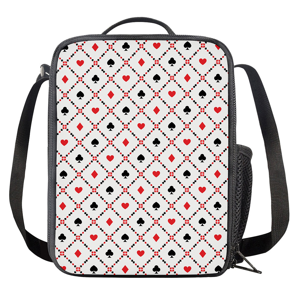 Poker Playing Card Suits Pattern Print Crossbody Lunch Bag