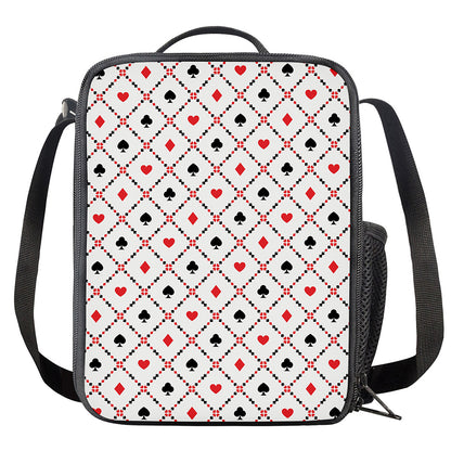 Poker Playing Card Suits Pattern Print Crossbody Lunch Bag