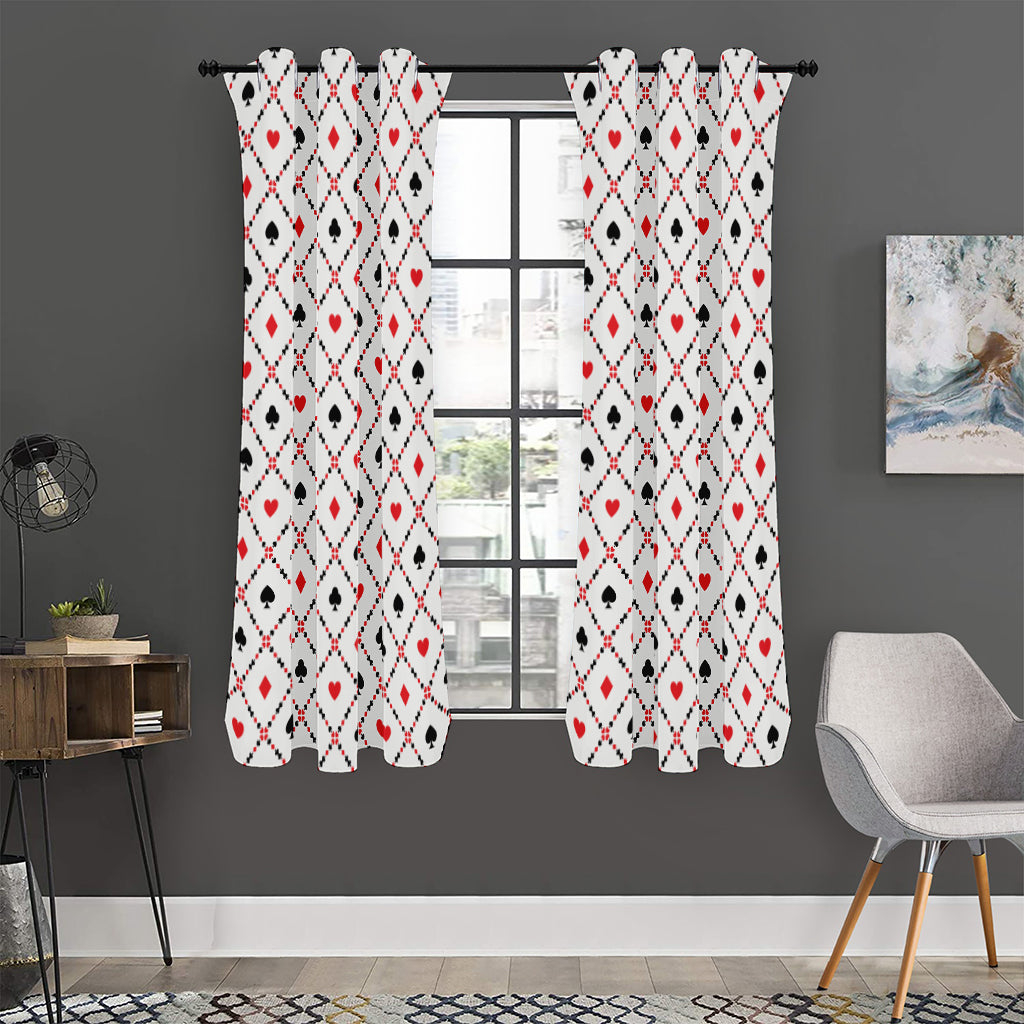 Poker Playing Card Suits Pattern Print Curtain