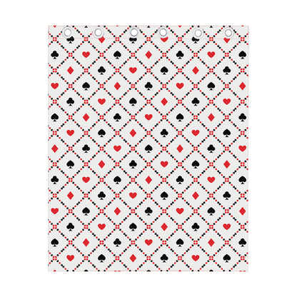 Poker Playing Card Suits Pattern Print Curtain