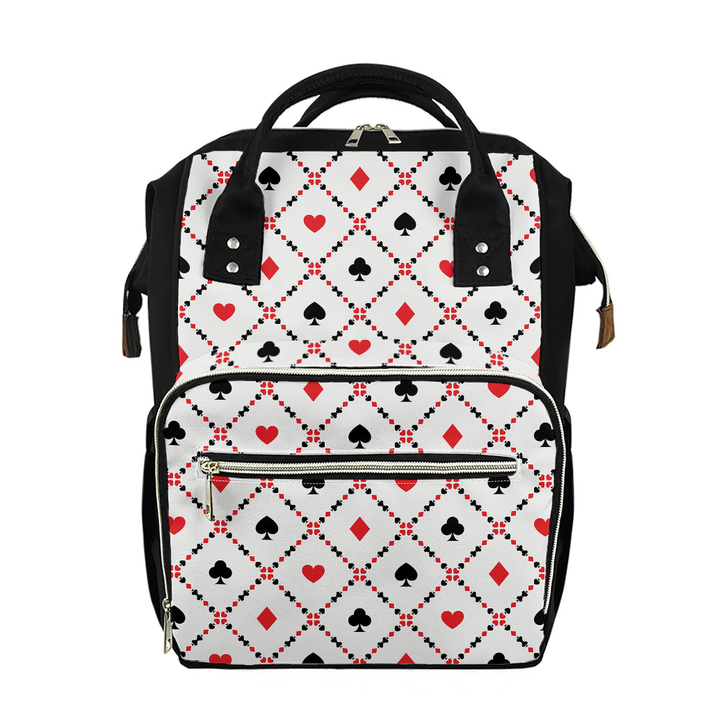 Poker Playing Card Suits Pattern Print Diaper Bag