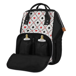 Poker Playing Card Suits Pattern Print Diaper Bag