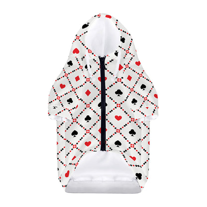 Poker Playing Card Suits Pattern Print Dog Zip Up Hoodie
