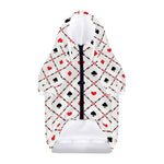 Poker Playing Card Suits Pattern Print Dog Zip Up Hoodie
