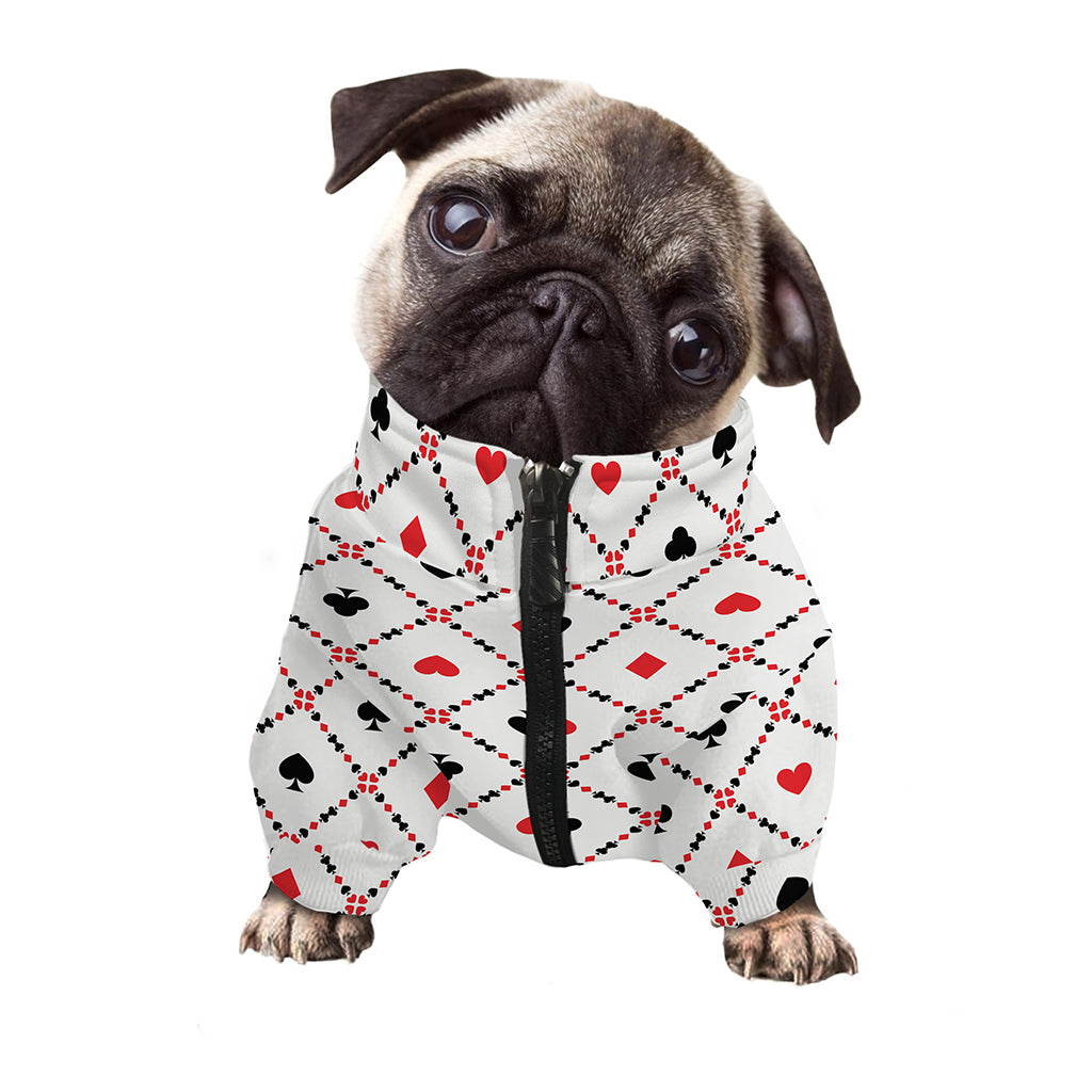 Poker Playing Card Suits Pattern Print Dog Zip Up Jacket