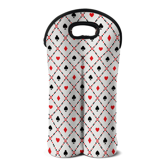 Poker Playing Card Suits Pattern Print Double Neoprene Wine Tote