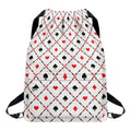 Poker Playing Card Suits Pattern Print Drawstring Backpack
