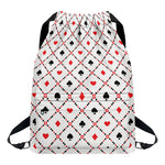 Poker Playing Card Suits Pattern Print Drawstring Backpack