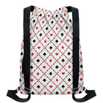 Poker Playing Card Suits Pattern Print Drawstring Backpack