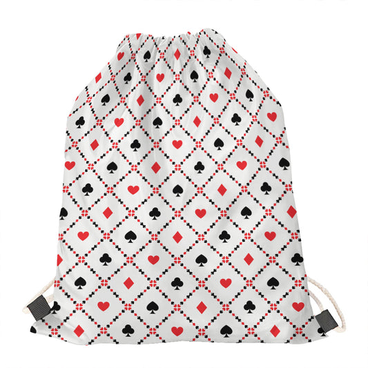 Poker Playing Card Suits Pattern Print Drawstring Bag