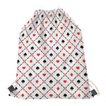 Poker Playing Card Suits Pattern Print Drawstring Bag