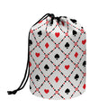 Poker Playing Card Suits Pattern Print Drawstring Makeup Bag