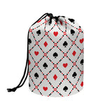 Poker Playing Card Suits Pattern Print Drawstring Makeup Bag