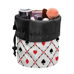 Poker Playing Card Suits Pattern Print Drawstring Makeup Bag
