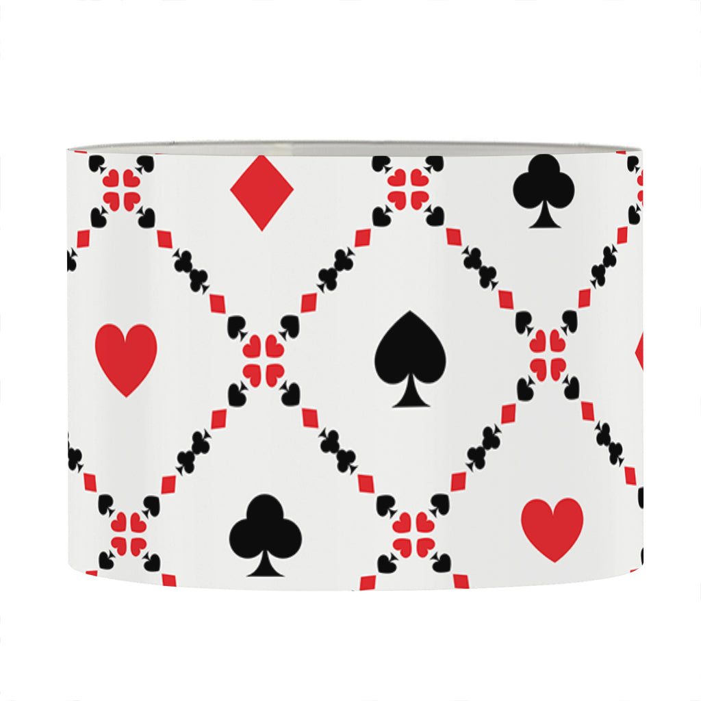 Poker Playing Card Suits Pattern Print Drum Lamp Shade