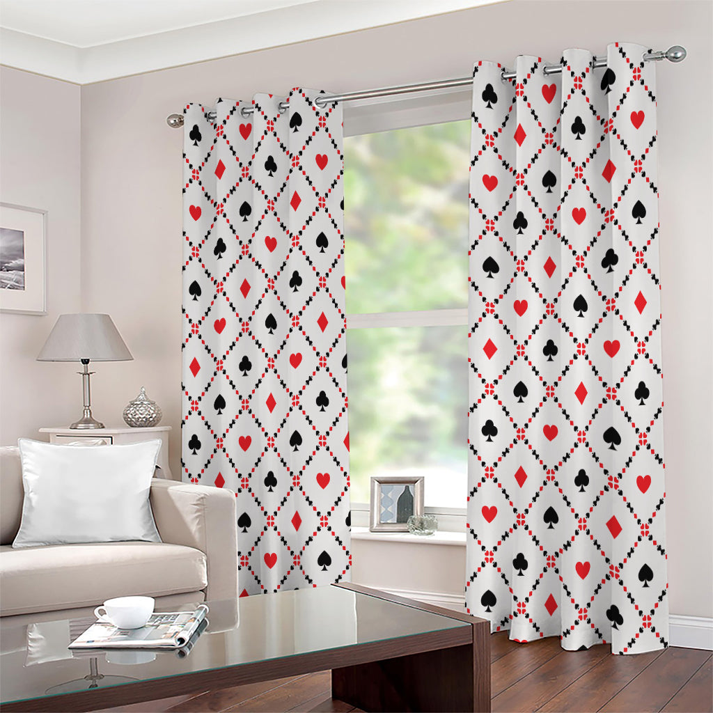 Poker Playing Card Suits Pattern Print Extra Wide Grommet Curtains