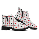 Poker Playing Card Suits Pattern Print Flat Ankle Boots