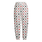 Poker Playing Card Suits Pattern Print Fleece Lined Knit Pants