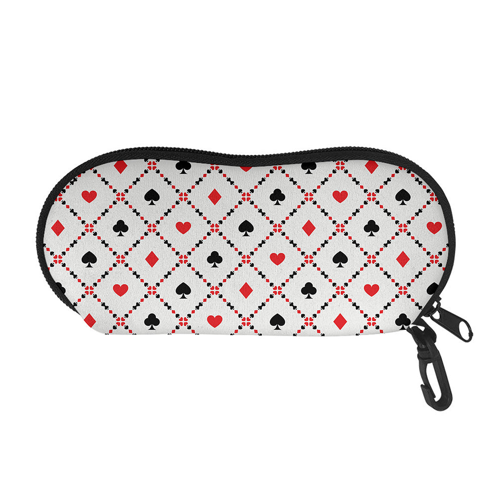 Poker Playing Card Suits Pattern Print Glasses Case