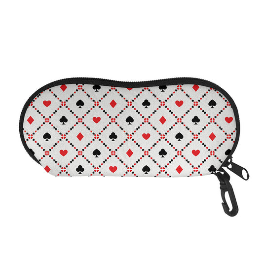 Poker Playing Card Suits Pattern Print Glasses Case